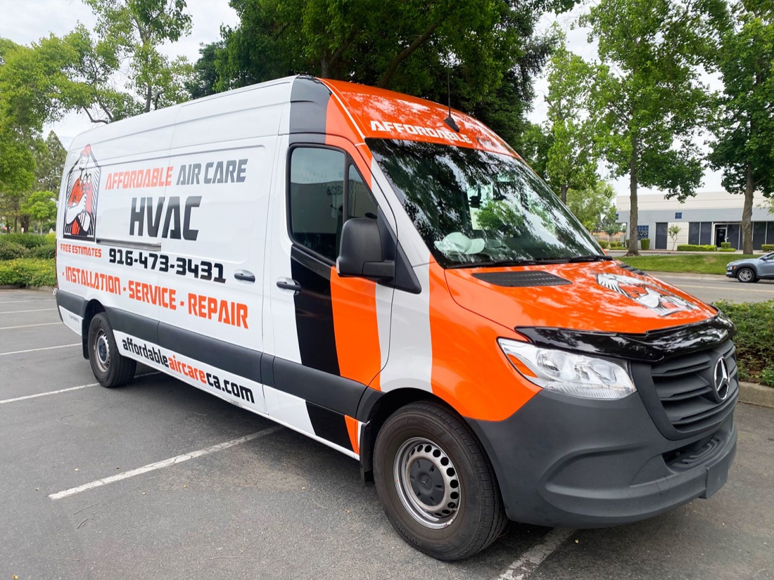Affordable Air Care fleet wrap by Art Printing Vehicle Wraps, Sacramento