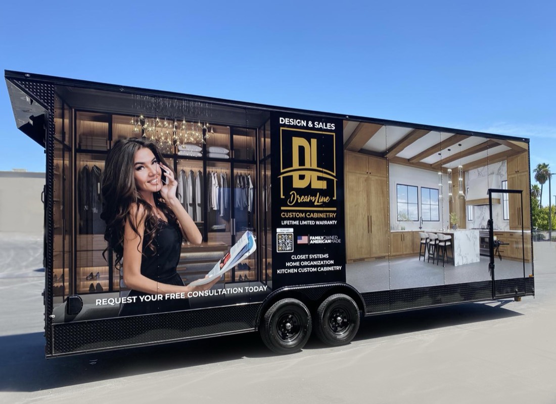 DL Design & Sales enclosed advertising trailer wrap by Art Printing Vehicle Wraps, Sacramento