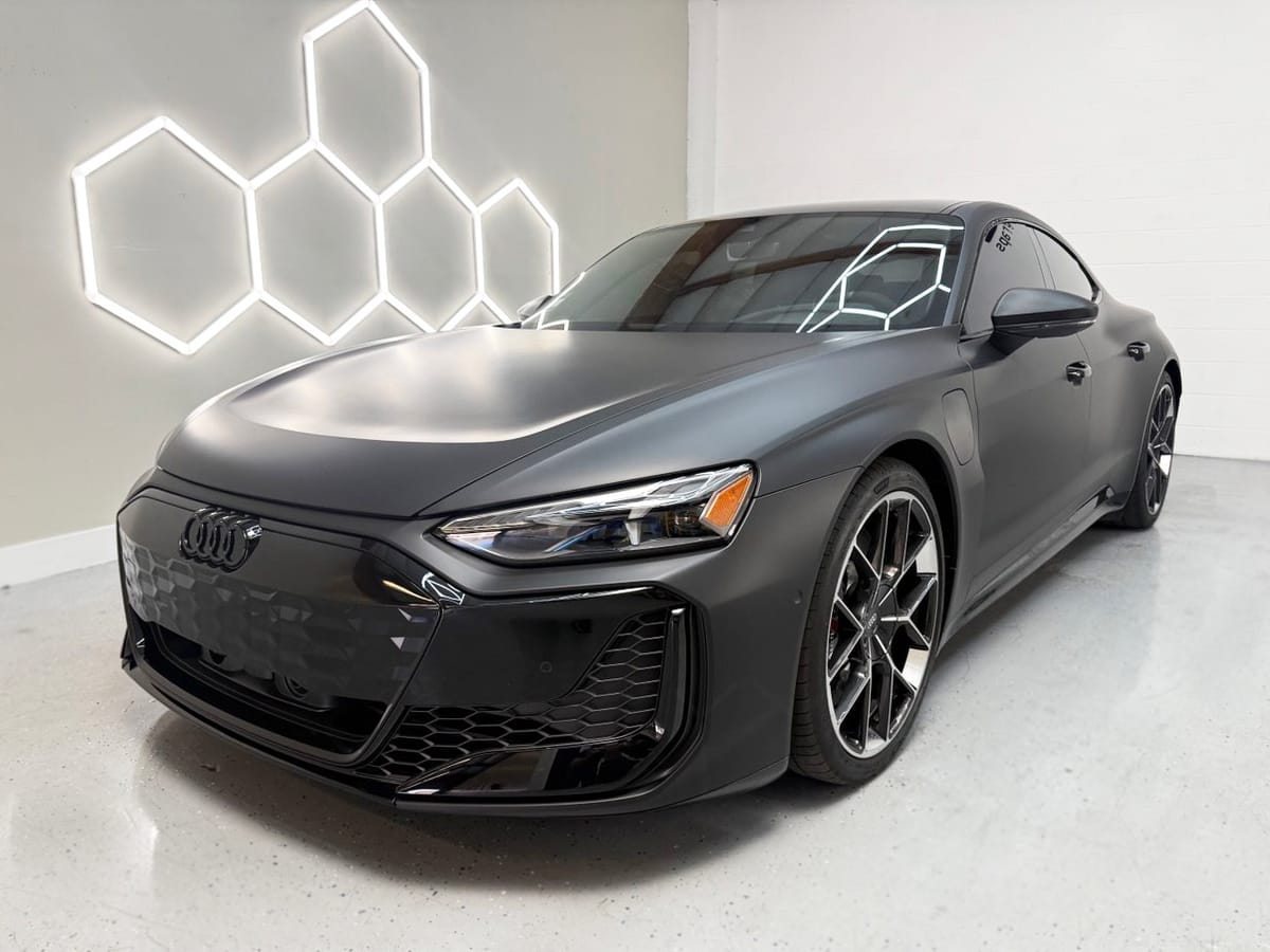 Audi e-tron GT satin black color-change wrap by Art Printing Vehicle Wraps, Sacramento