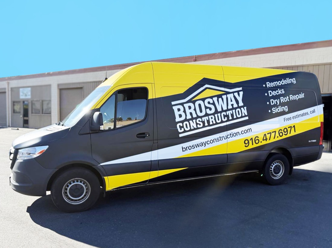 Brosway Construction van commercial wrap by Art Printing Vehicle Wraps, Sacramento