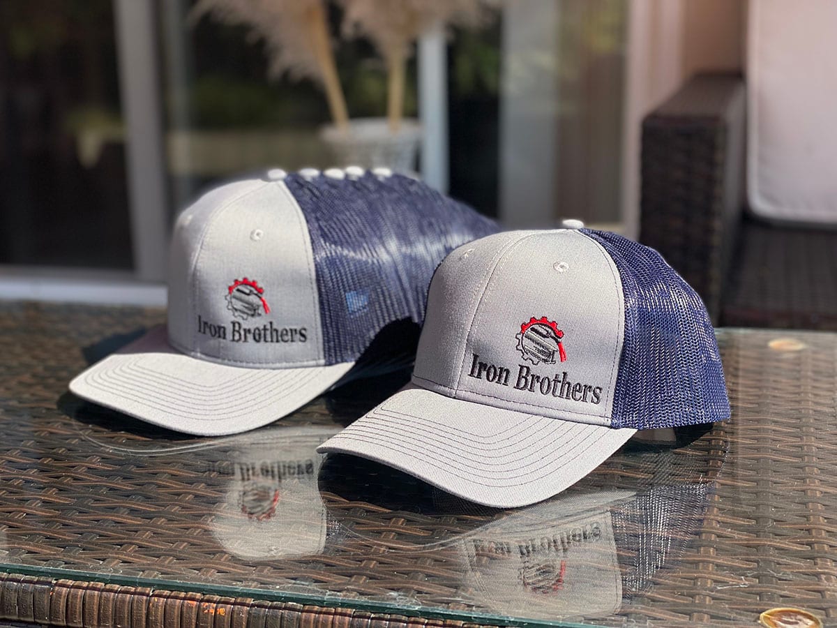 Embroidered Iron Brothers caps by Art Printing Vehicle Wraps, Sacramento