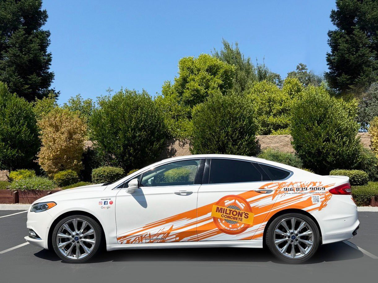Milton's advertising sedan wrap by Art Printing Vehicle Wraps, Sacramento