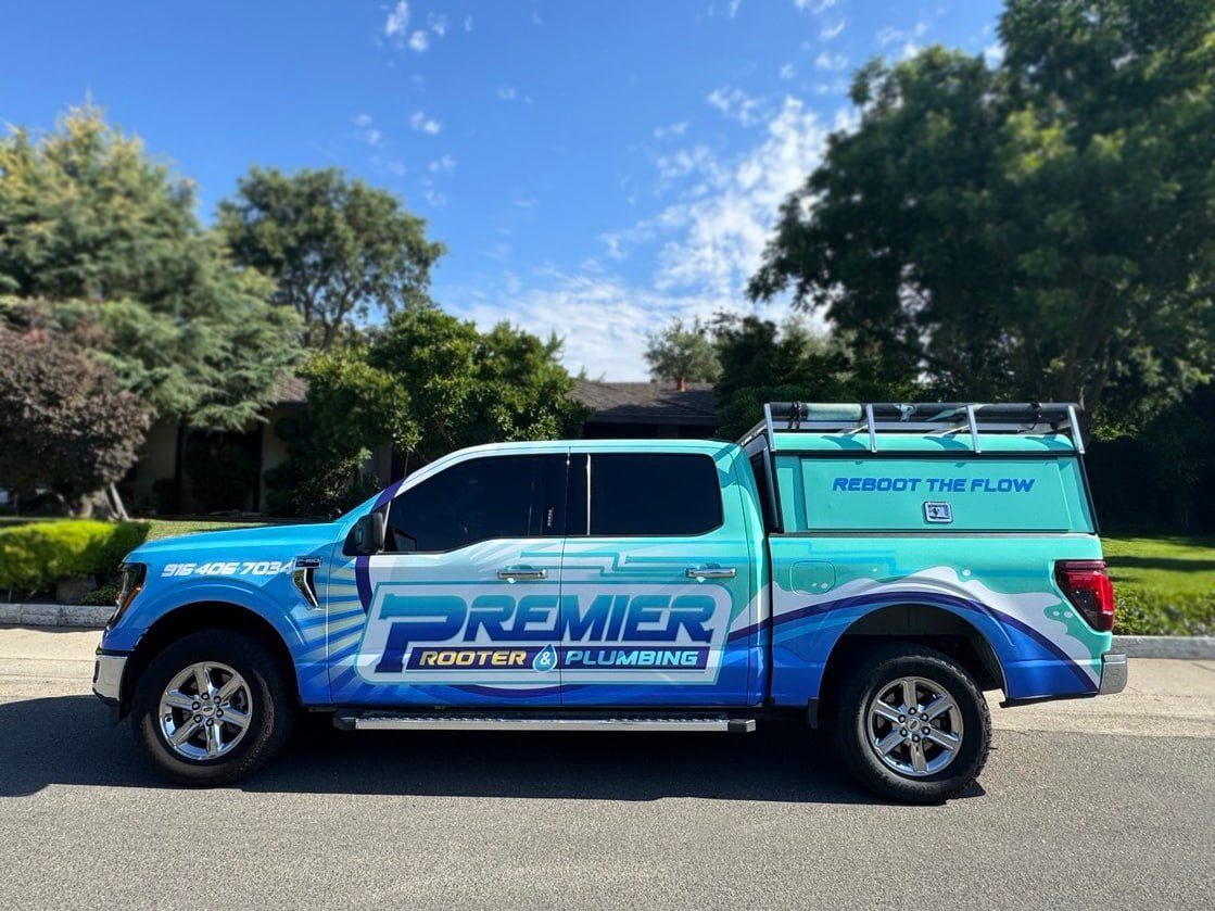 Premier Rooter & Plumbing pickup wrap by Art Printing Vehicle Wraps, Sacramento